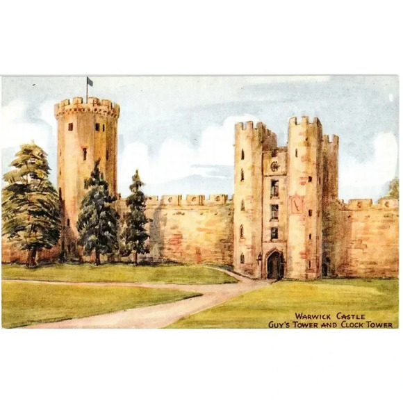 Warwick Castle Guy's Tower and Clock Tower Postcard - Picture 1 of 2